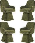 Swivel Dining Chairs Set of 4, Mid Century Modern Chairs Fabric Upholstered Armchair with Armrest & Ergonomic Backrest for Dining Room, Kitchen, Bedroom, Living Room, Green, 4 Boxs