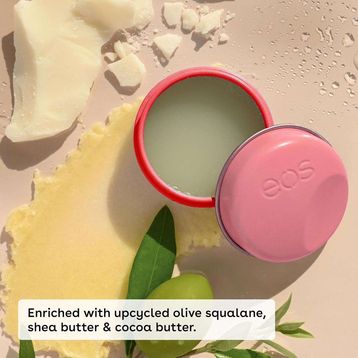 eos Plant-Based Vegan Lip Salve - Strawberry Sorbet, 100% Natural Formula, Made with Upcycled Olive Squalane, Cruelty-Free Lip Balm, 0.42 oz