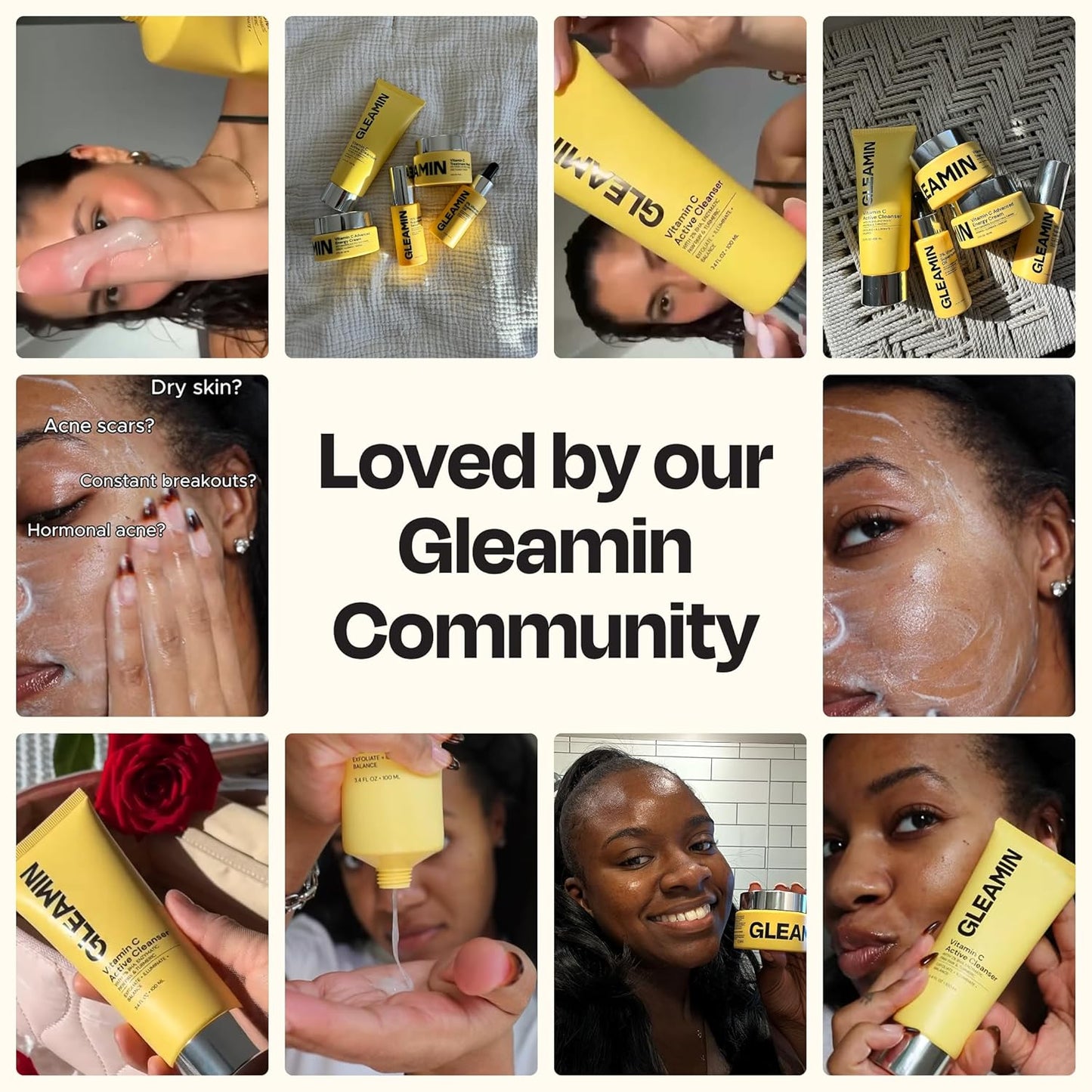 Gleamin Vitamin C Face Wash & Facial Cleanser - Cream to Foam 2% Salicylic Acid Cleanser with Paw Paw & Turmeric - Gentle Exfoliating Facewash for Women & Men, Oily & Combination Skin, 3.4 fl oz