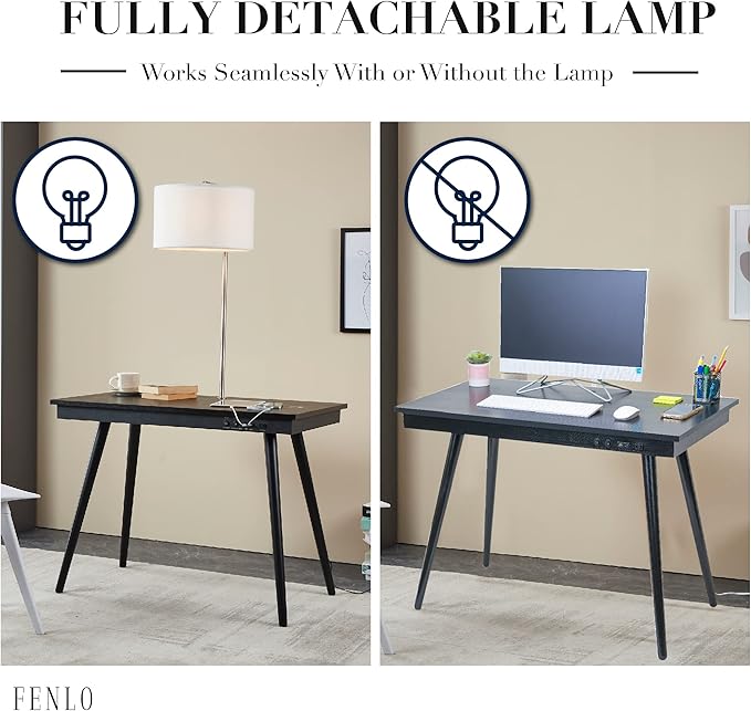 FENLO Future - 39' Modern Desk with USB-C & Qi Wireless Charging Station