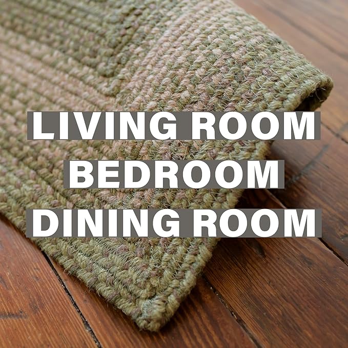 Homespice Grassland Hand Braided Rug 6x9' – Rustic Sage Green Area Rugs for Country Decor