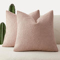 Foindtower Set of 2, Decorative Textured Boucle Throw Pillow Covers Accent Solid Pillow Cases Soft Cozy Couch Cushion Case for Chair Sofa Bedroom Living Room Home Decor 22 x 22 Inch Light Pink