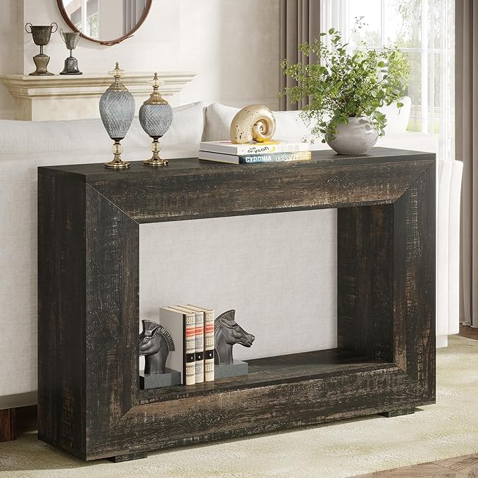 Tribesigns Farmhouse Console Table, 47 Inches Entryway Console Table with Storage, Industrial Hallway Accent Table for Living Room, Entrance