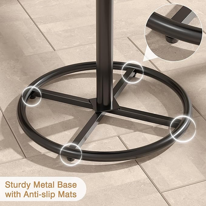 VECELO 36” High Top Bar Table, Sturdy Frame with Metal Base for Cocktail, Pub, Easy Assembly, Matte Black