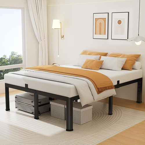 18 Inch King Size Metal Platform Bed Frame with Round Corners, Storage Space Under High Bed Frame-Heavy Duty Steel Slats Support, Noise Free - Easy Assembly - No Box Spring Needed