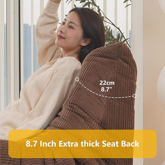 N&V Fireside Mid Century Armless Floor Sofa, Soft Premium Corduroy Floor Lounge Chair, Foam Sofa Accent Chair for Living Room Bedroom and Office (Red)