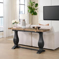 Martin Svensson Home Napa Solid Wood Pedestal Flip-Top Sofa Console Table, Black and Driftwood