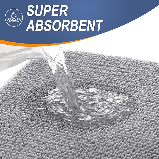 OLANLY Thick Memory Foam Bath Mat Rug 47x24, Extra Soft Absorbent Bathroom Rug, Quick Dry Bath Mats, Non-Slip, Machine Washable Carpet for Bathroom, Tub and Shower, Home Decor Accessories, Grey
