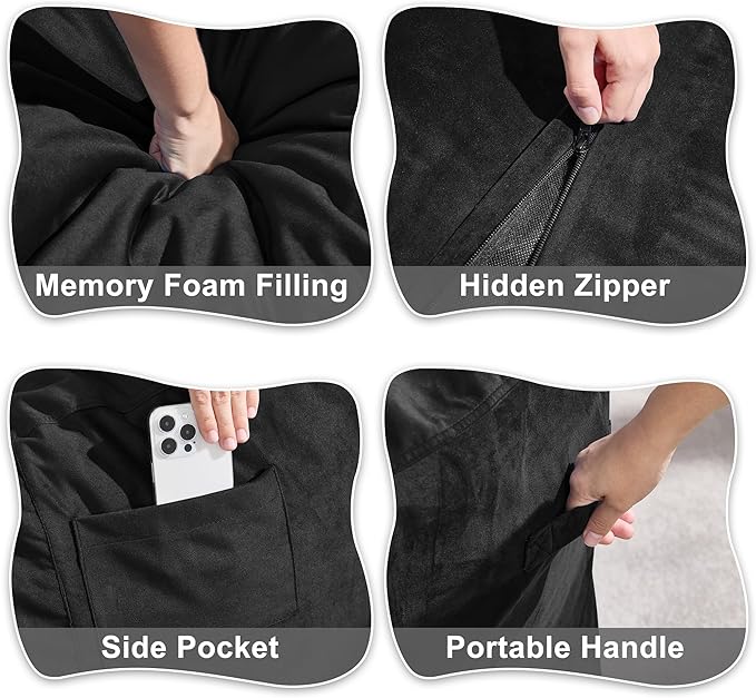 Hobestluk 3FT Bean Bag Chair Giant Bean Bag Chairs for Adults Large Bean Chairs with Removable Cover, Beanbag Chair with Filler, Adult Bean Bag Chairs for Living Room, Bedroom
