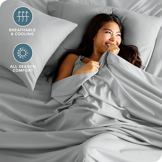 Bare Home King Sheet Set - 1800 Ultra-Soft Microfiber King Bed Sheets - Double Brushed - Deep Pockets - Easy Fit - 4 Piece Set - Bed Sheets (King, French Grey)