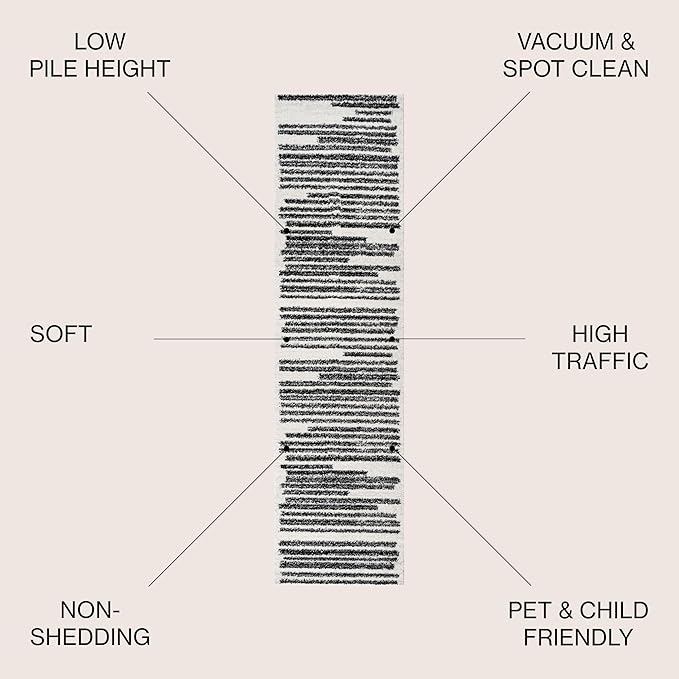 JONATHAN Y Khalil Modern Berber Stripe Cream/Black Runner Rug, 2x20, Contemporary, Bohemian, Easy-Cleaning for Living Room, Bedroom, Kitchen, Pet Friendly, Non-Shedding (MOH207A-220)