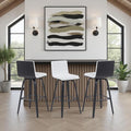 Vienna Modern Swivel Bar Height Stool with Snow White Faux Leather Seat and Black Brushed Wood Frame Set of 2