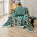 HANDONTIME Couch Cover Boho Sofa Covers Washable Forest Green Dog Covers for Couches Reversible Couch Blanket Cover Geometric Armchair Covers Dark Green, 59" X71"