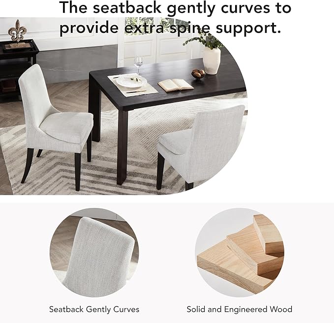 Upholstered Dining Chairs Modern Sidechair Performance Fabric High Back Armlesschair for Diningroom Kitchen,White,Set of 2(1 Box)