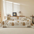 MYSKY HOME Sectional Couch Cover Khaki Geometric Rhombic Sofa Covers for Sectional Sofa L Shape Chenille Couch Protector for Dogs Pets Couch Throw Cover Washable Durable for Home Decor, 71" X118"