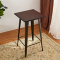 Glitzhome 41.25" H Modern Style Square High Heavy-Duty Metal Bar Table with Wooden Top Sturdy Frame Bistro Pub Table