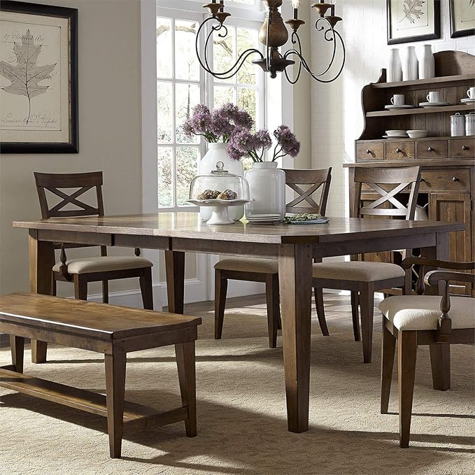 Liberty Furniture Industries Hearthstone Rectangular Leg Table, W108 x D44 x H30, Dark Brown