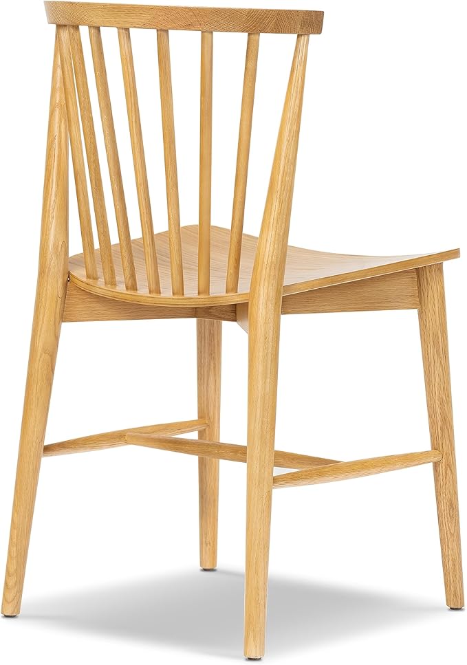 POLY & BARK Ligna Dining Chair Black – Mid-Century Inspired Chair with Sculpted Spindle Back – Solid American Walnut Frame and Engineered Wood Veneered Seat – Fully Assembled and Ready to Use