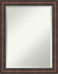 Amanti Art Brown Bathroom Mirror for Over Sink, 28x22 Caleb Brown Rectangle Vanity Mirror, Medium Rustic Farmhouse Frame, Hangs Horizonally and Vertically, Bathroom Wall Decor, Beveled Edge
