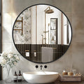Black Frame Mirror, Bathroom Mirrors for Wall,26'' Round Circle Mirror for Entryway Bedroom Vanity(26'',Black)