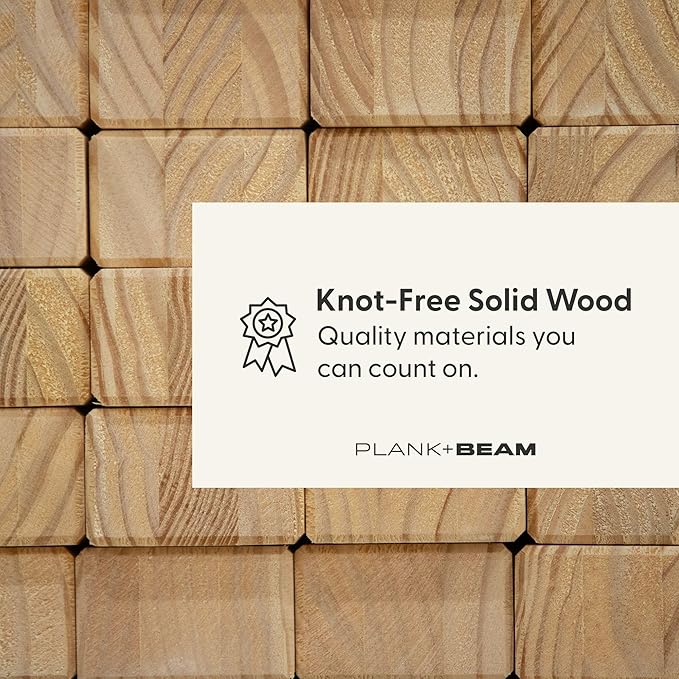 Plank+Beam Beryl Bar Height Stool - Mid-Century Modern Rubberwood Bar Stool with Faux Leather Seat, Metal Footrest, Easy Assembly, Pecan/Toffee