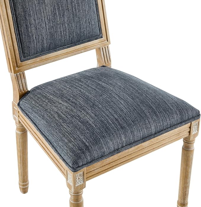 Merax Upholstered Solid Wood Dining Chairs Set of 6, French Country Style Accent Side Seating Furniture for Kitchen, Living Room, Cushioned Back, Blue Gray