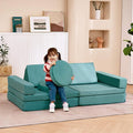 jela Kids Play Couch Extended Size 10PCS with futons, Floor Sofa Modular Play Couch Furniture for Kids and Adults, Modular Play Sofa Castle (Light Blue)