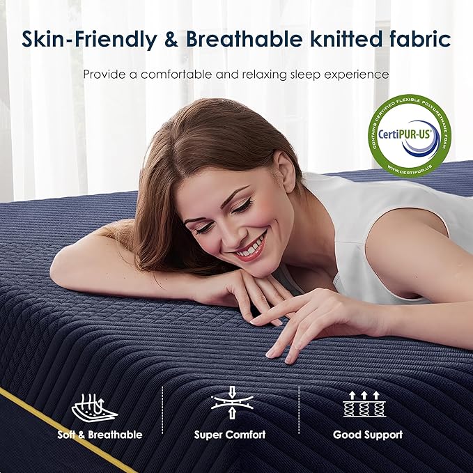 SDHYL Twin Mattress, 12 Inch Gel Infused Memory Foam Mattress for Good Sleep, Bed in a Box Mid Firm CertiPUR-US Certified & Fiberglass Free, Washable Cover, 75"*39"