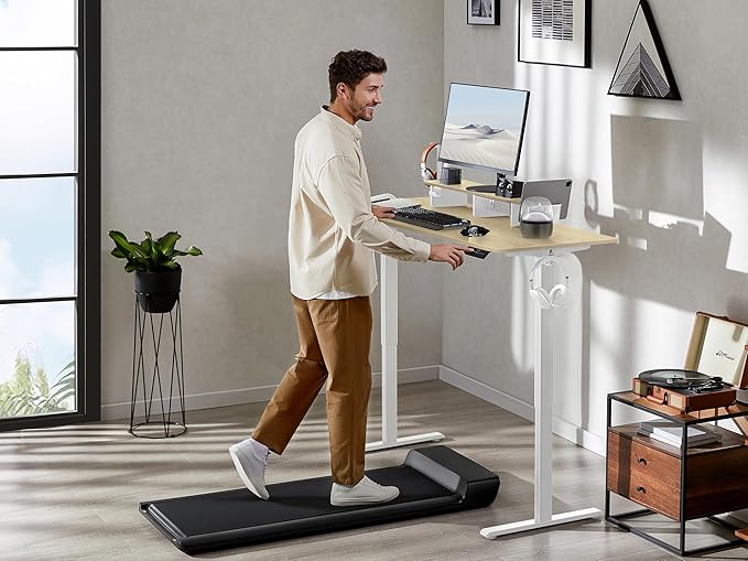 63x24 Inches Electric Standing Desk with Drawer and Monitor Stand, Height Adjustable Sit to Stand up Desk for Home Office, Ergonomic Computer Table with Phone Holder, 3 Hooks, Oak
