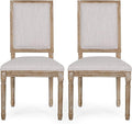 Christopher Knight Home Regina French Country Dining Chairs Set of 2, Wooden Dining Room Chair, High Back Kitchen Side Chair, Fabric Upholstered Armless Extra Seat, Light Gray and Natural