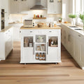 Mobile Modern Storage Island,Rolling Kitchen Island with Drop Leaf - Door Cabinet, Drawer, Bar Cart with Cabinet, Portable Cart Island Table for Kitchen,White
