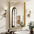 36 x 24 Inch Gold Bathroom Mirror for Wall,Aluminum Alloy Frame Rectangular Wall Mounted Mirror for Farmhouse Decor Horizontal or Vertical Ideal for Bedroom, Living Room