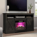 RoyalCraft Farmhouse Fireplace TV Stand for 65+ Inch TV, Entertainment Center with 23" Electric Fireplace with Remote, 34 Tall Modern Rustic TV Console with Sliding Bar Door for Living Room, Dark Grey