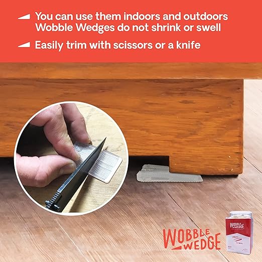 Wobble Wedges Flexible Plastic Shims - Leveling Shims for Home Improvement, Furniture Levelers, Table, and Toilet for Leveling - Made in USA Plastic Wedges Shim for Appliances (Clear, 300-Pack)