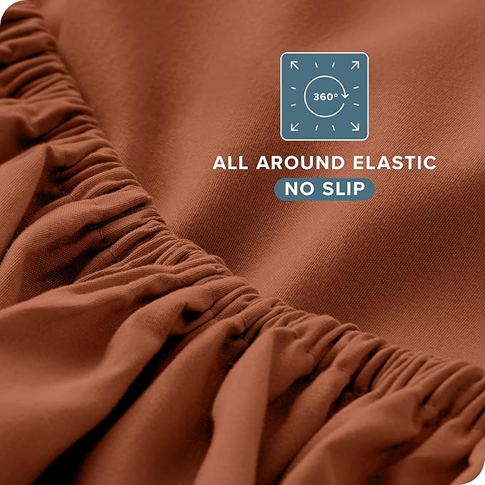Bare Home Twin Sheet Set - 1800 Ultra-Soft Microfiber Twin Bed Sheets - Double Brushed - Deep Pockets - Easy Fit - Extra Soft - 3 Piece Set - Bedding Sheets & Pillowcases (Twin, Terracotta)