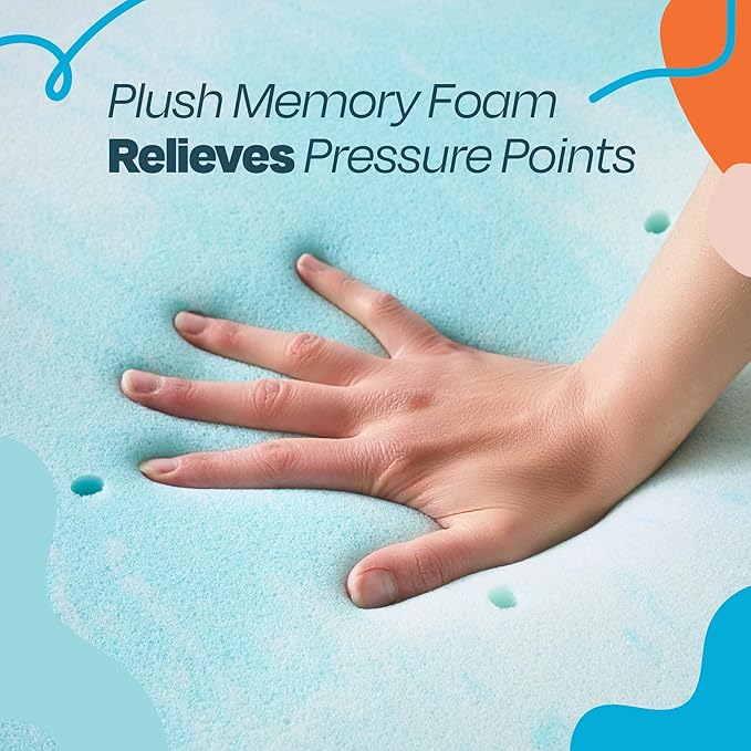 Linenspa 4 Inch Gel Swirl Memory Foam Mattress Topper – Cooling Gel Infused – Pressure Relieving Bed Topper - Mattress Pad – CertiPUR Certified - Full Size