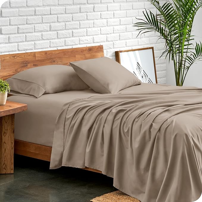 Bare Home King Sheet Set - Luxury 1800 Ultra-Soft Microfiber King Bed Sheets - Double Brushed - Deep Pockets - Easy Fit - 4 Piece Set - Bedding Sheets & Pillowcases (King, Pebble)