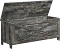 47.2" Toy Chest, Sturdy Entryway Storage Chest with Safety Hinges, Retro Toy Box, Wooden Look Accent Furniture for Living Room, Bedroom, Vintage Gray SCRP48801