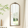 Keonjinn Arched Gold Wall Mirror, 48" x 22" Vintage Wall Mirror with Metal Frame, Traditional Brass Mirror, Decorative Baroque Mirror for Hallway, Fireplace, French Cleat Mounting