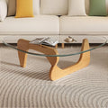 Mid Century Modern Glass Coffee Table, Small Coffee Table for Living Room, Elegant and Functional Coffee Tables, Suitable for Bedroom Living Room Reception Office Tables（Wood/Transparent，Medium）