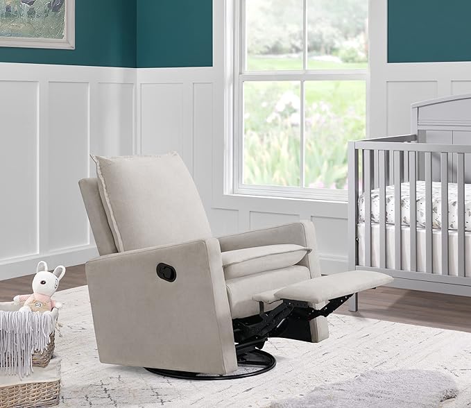 Oxford Baby Uptown Upholstered Swivel Glider & Recliner Nursery Chair, Sand