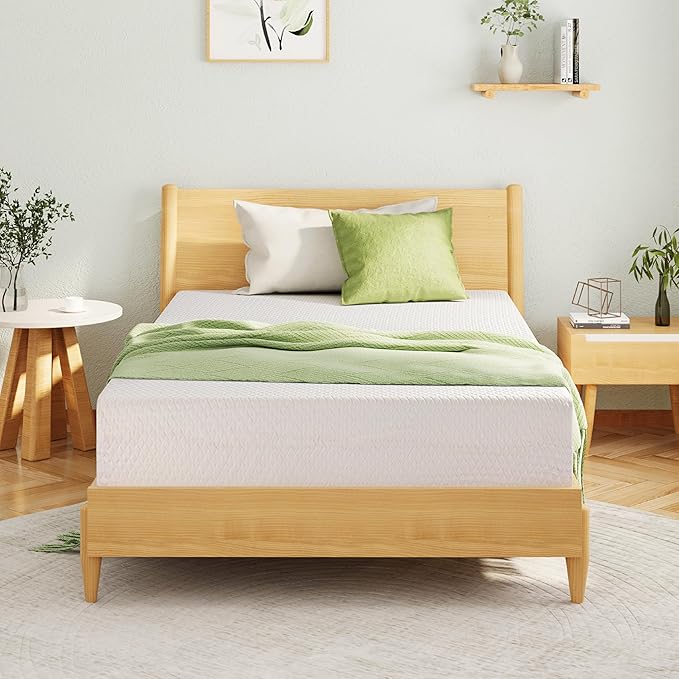 Twin XL Memory Foam Mattress, 6 Inch Bed Mattress in a Box with Cooling Green Tea Gel, Relieve Pressure with Medium Support, CertiPUR-US Certified, 80''L x 38''W, White