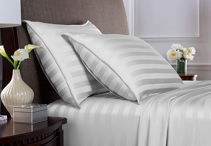 Full Sheets by Pure Bamboo, Genuine 100% Organic Viscose Derived from Bamboo Bed Sheet Set, Luxuriously Soft & Cooling, Double Stitching, Lifetime Quality Promise (Full, Jacquard White)