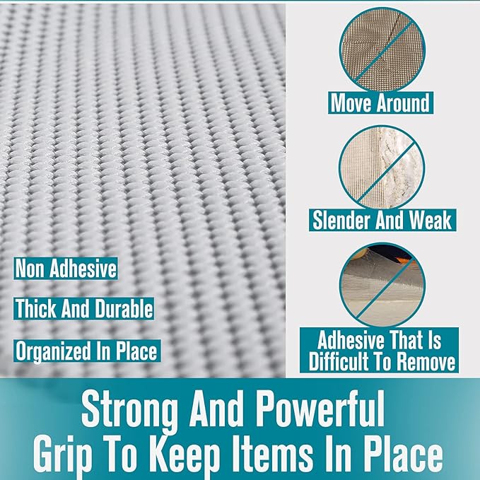 Shelf Drawer Liner Non-Adhesive Non Slip Durable Strong Long Size 12 in X 20ft for Drawers, Shelves, Cabinets, Storage, Kitchen and Desks, Gray
