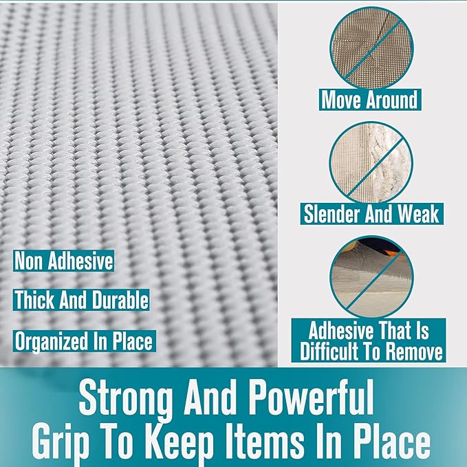 Drawer Shelf and Cabinet Liner, Thick Strong Grip, Non-Adhesive Liners Protect Kitchen Cabinets and Cupboard, Bathroom Drawers, Easy Install, Breathable Mat, 20 Inches x 20 Feet, Black