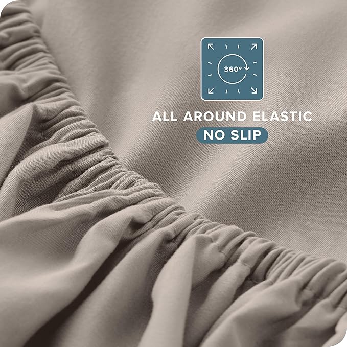 Bare Home Full Sheet Set - Luxury 1800 Ultra-Soft Microfiber Full Bed Sheets - Double Brushed - Deep Pockets - Easy Fit - 4 Piece Set - Bedding Sheets & Pillowcases (Full, Khaki)