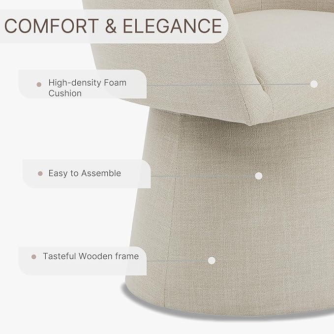 Swivel Dining Chairs Modern Accent Armchair Side Deskchair for Diningroom Vanity Bedroom Livingroom Reading Room,Linen,2 Box