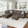NicBex Sectional Couch 3 Pieces Sofa Set with Right Chaise Pineapple Velvet L Shaped Cloud Couch for Living Room Furniture Sets with Storage Ottoman, Modular Sofa for Living Room & Apartment, Walnut