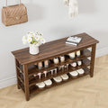 Wooden Storage Shoe Bench, Entryway Bench with 3-Tiers Height Adjustable, Shoe Rack Front Doors Entrances for Hallway Living Room,Mudrooms (Brown,39.4")