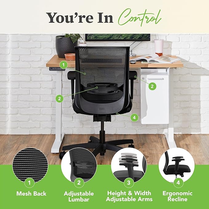 HON Convergence Ergonomic Office Chair, Breathable Back Support Mesh, Adjustable Arms, Computer Chair with Lumbar Support, Rolling Swivel Wheels, Comfortable Synchro-Tilt Recline, Fabric, Ruby